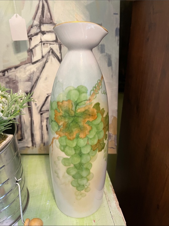 Other - Vintage hand-painted porcelain decanter-style vase